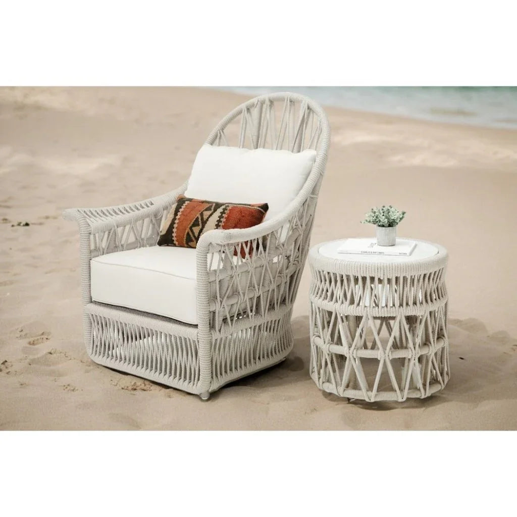 Dana Carrara Marble Top Outdoor End Table -- view 4