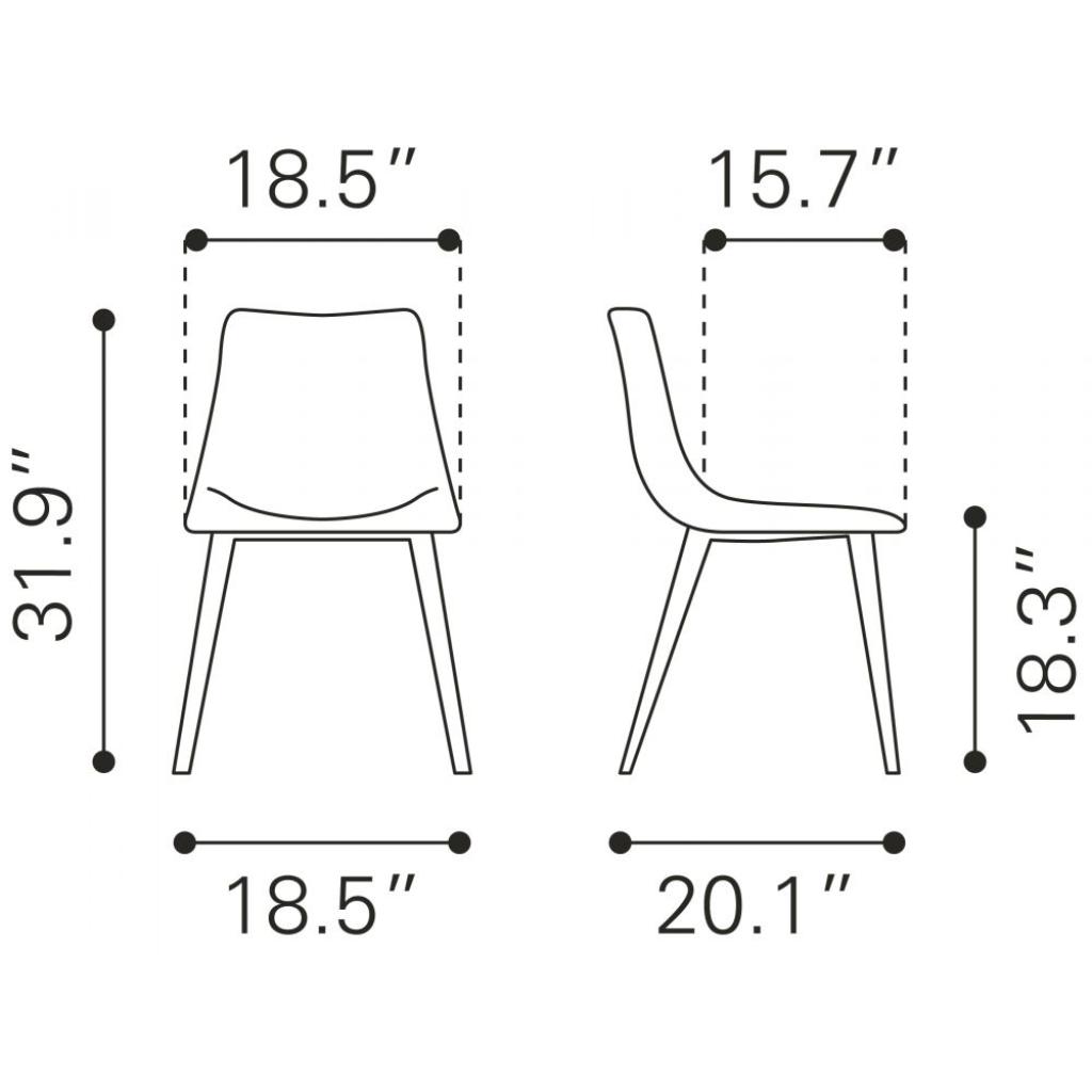 Zuo Modern Daniel Performance Fabric Armless Dining Chair 2PC