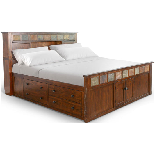 Dark Brown Wooden Queen Bed With Storage Beds Sideboards and Things By Sunny D