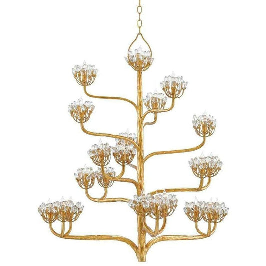 Dark Gold Leaf Agave Americana Gold Chandelier Chandeliers Sideboards and Things By Currey & Co