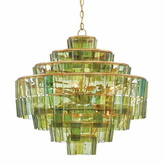 Dark Gold Leaf Green Sommelier Chandelier Chandeliers Sideboards and Things By Currey & Co