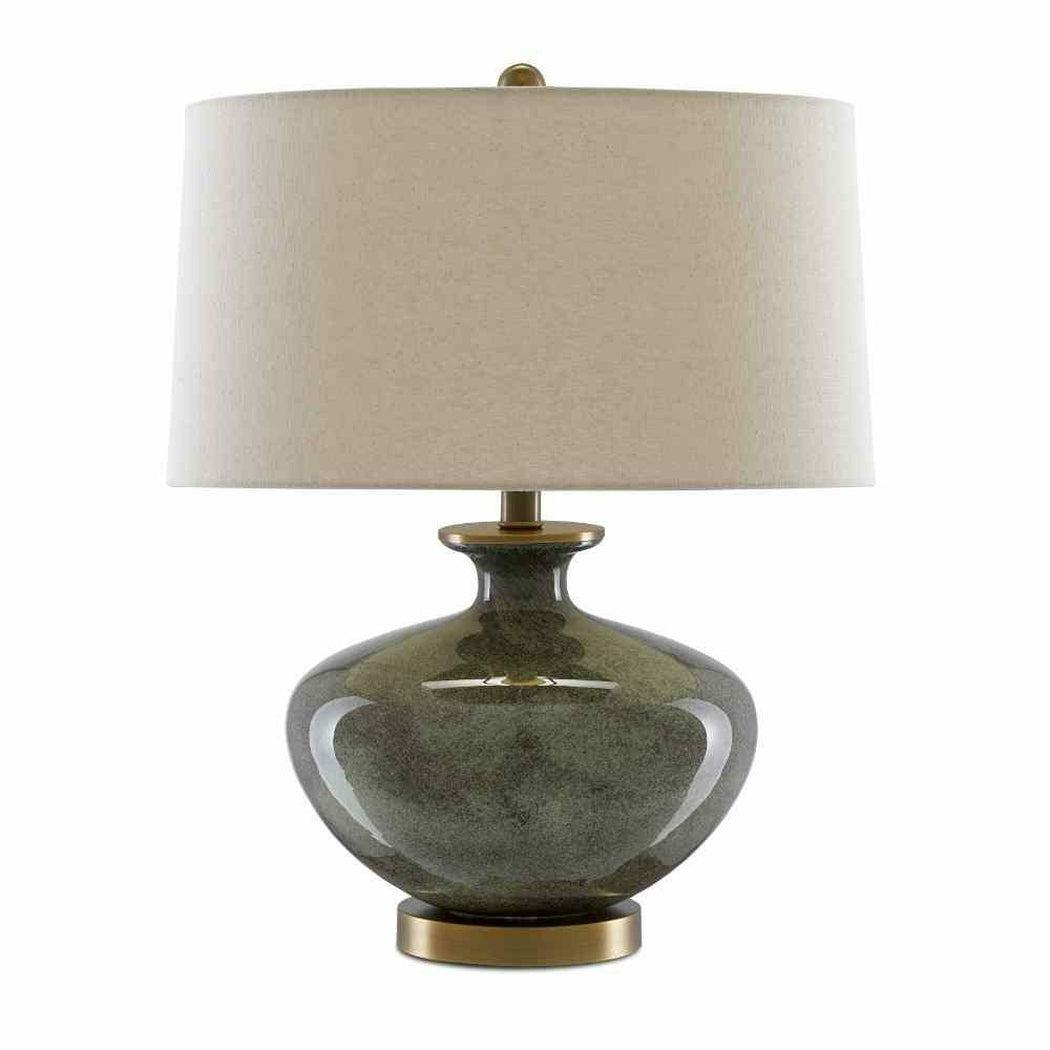 Dark Gray Moss Green Antique Brass Greenlea Table Lamp Table Lamps Sideboards and Things By Currey & Co