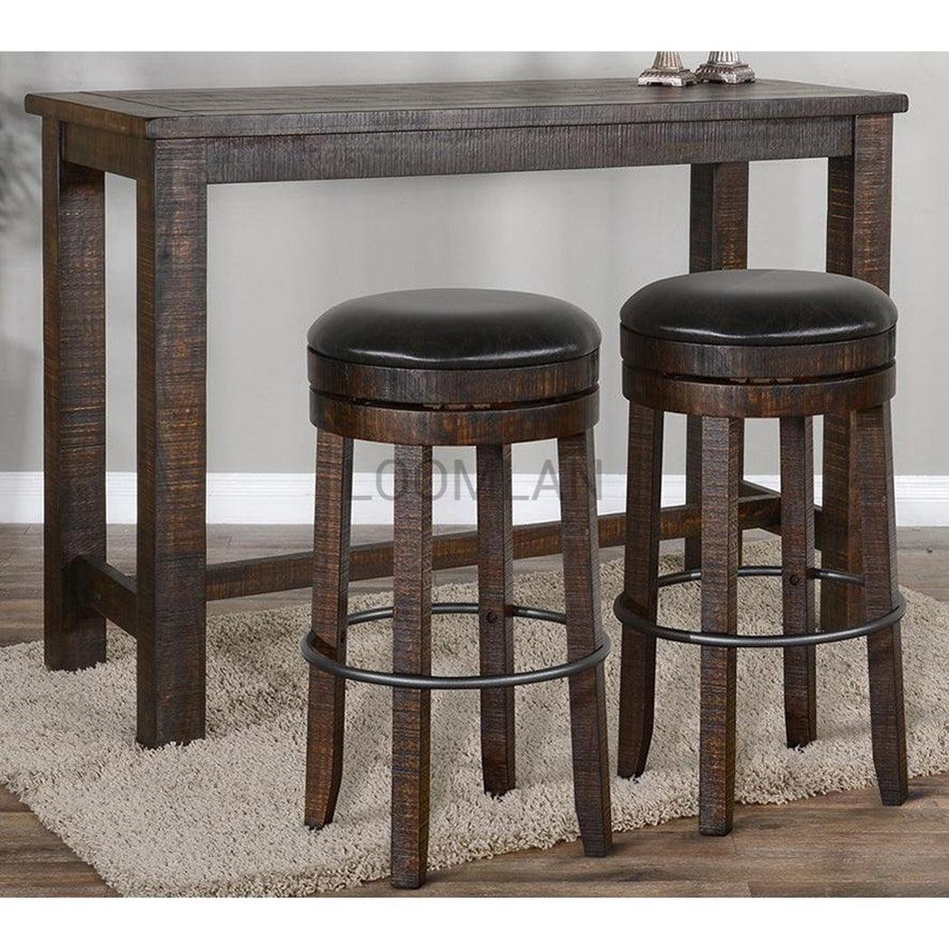 Dark Rustic Backless Swivel Bar Height Stool Black Leather Seat 30"H Bar Stools Sideboards and Things By Sunny D