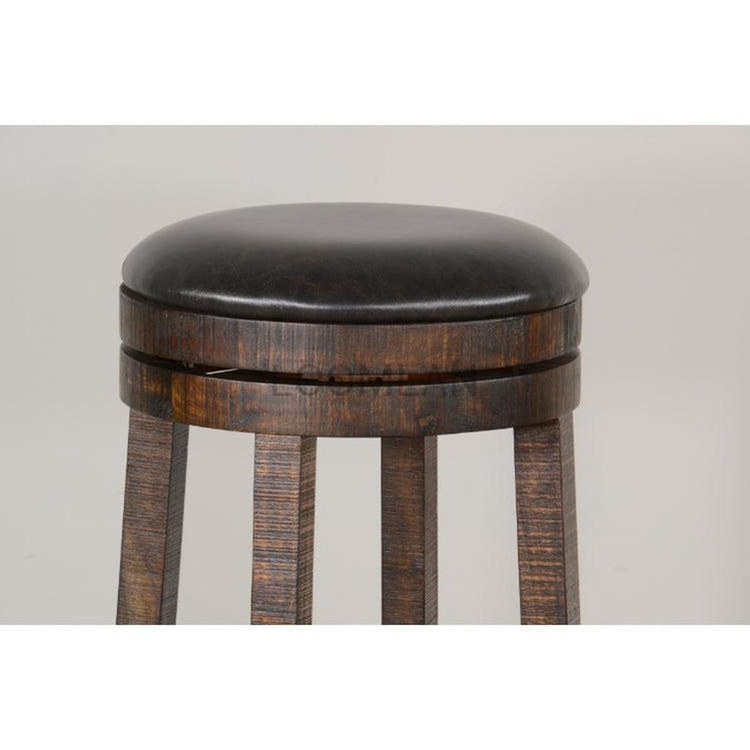 Dark Rustic Backless Swivel Bar Height Stool Black Leather Seat 30"H Bar Stools Sideboards and Things By Sunny D