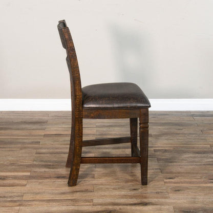 Sunny D Ladder Back Counter Stool Leather Seat Set Of 2