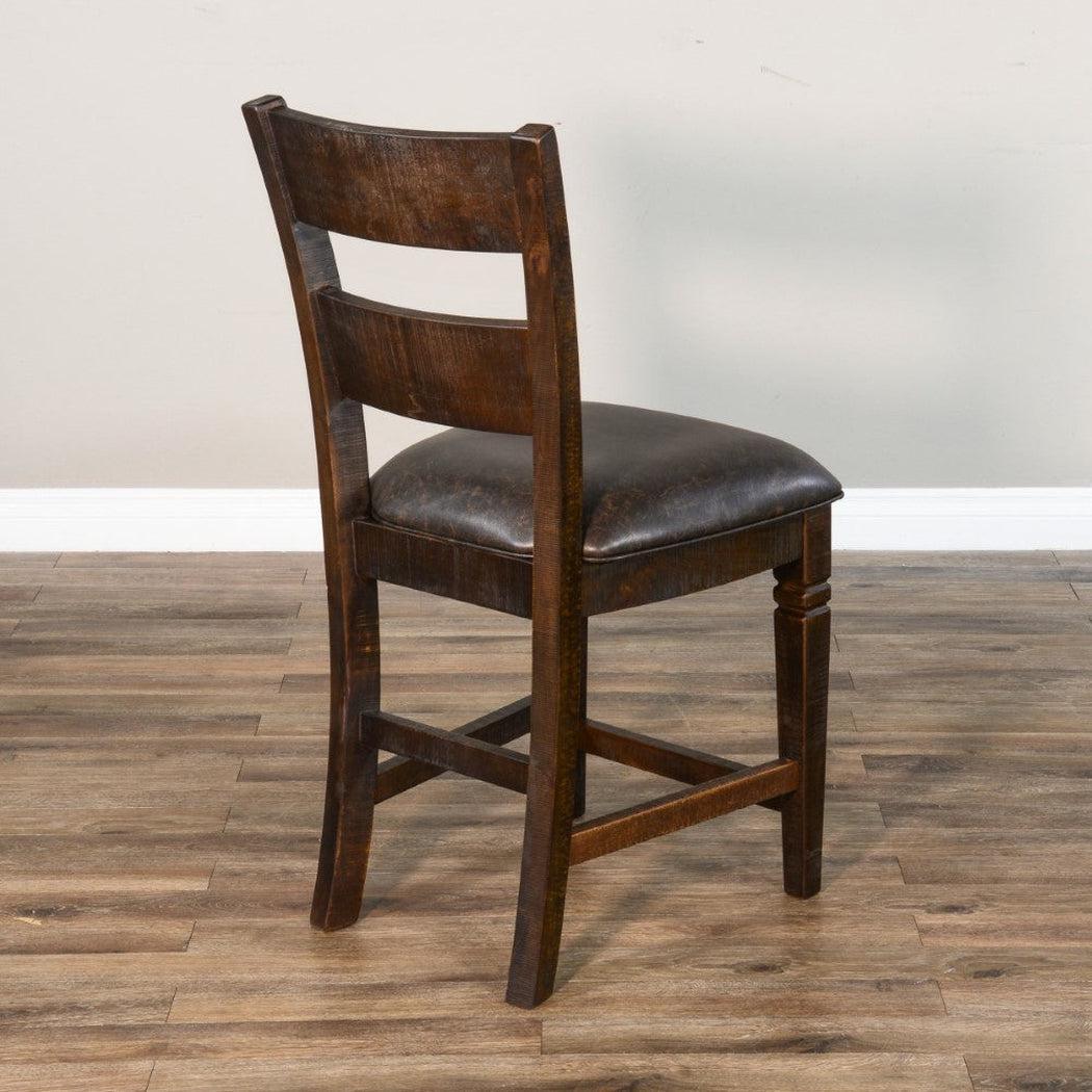 Sunny D Ladder Back Counter Stool Leather Seat Set Of 2