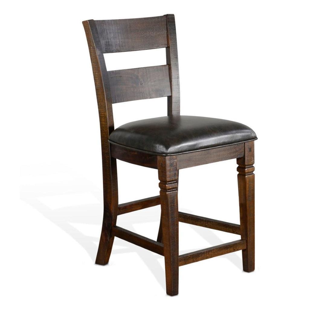 Sunny D Ladder Back Counter Stool Leather Seat Set Of 2