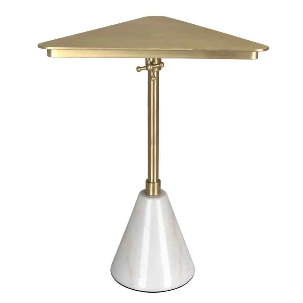 Darwin Triangular Aged Brass Top Side Table