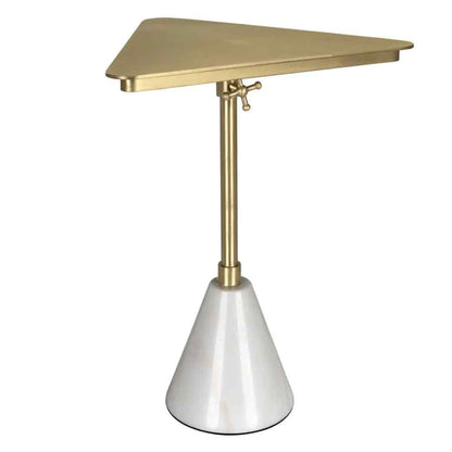 Darwin Triangular Aged Brass Top Side Table