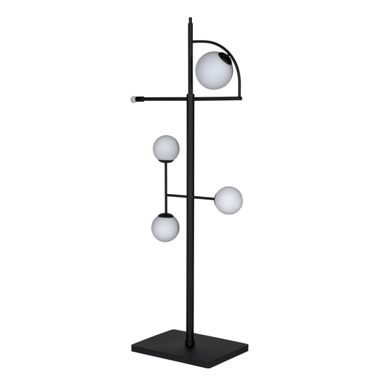 Dasha Steel and Frosted Globe Floor Lamp-Floor Lamps-Noir-Sideboards and Things