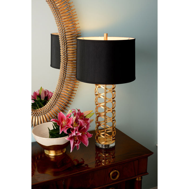 Dazzling Geomettric Patterned Gold Table Lamp-Table Lamps-Wildwood-LOOMLAN