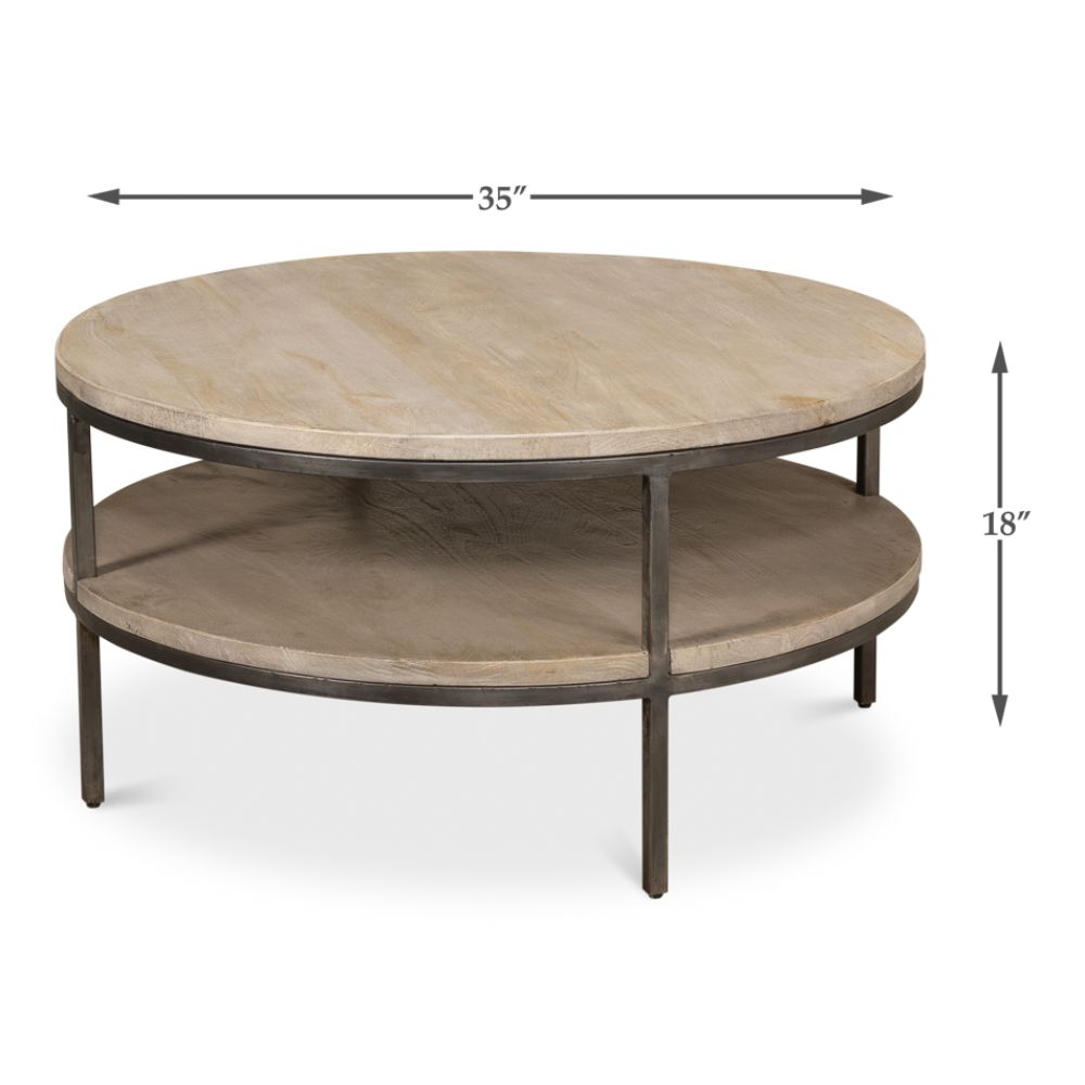 De Stiol Coffee Table Round With Storage Shelf-Coffee Tables-Sarreid-LOOMLAN