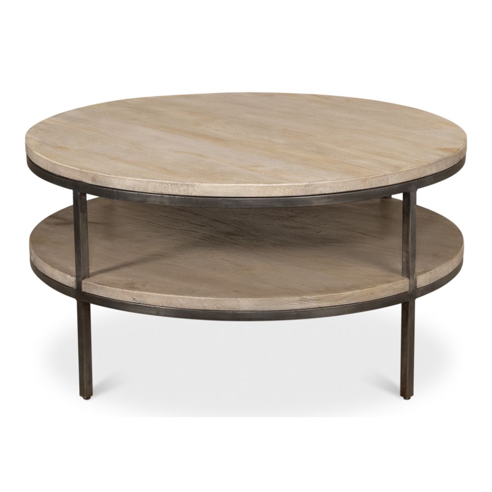 De Stiol Coffee Table Round With Storage Shelf-Coffee Tables-Sarreid-LOOMLAN