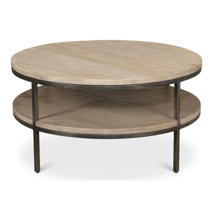 De Stiol Coffee Table Round With Storage Shelf-Coffee Tables-Sarreid-LOOMLAN