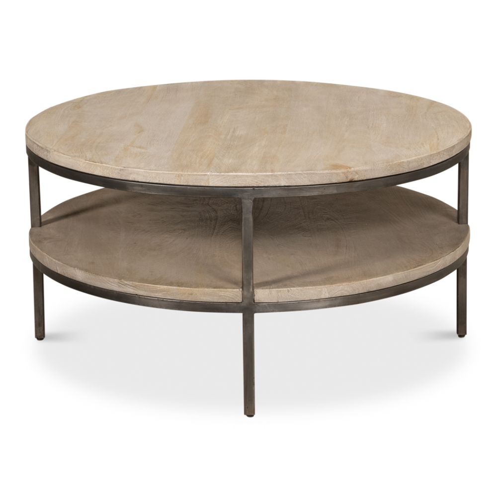 De Stiol Coffee Table Round With Storage Shelf-Coffee Tables-Sarreid-LOOMLAN