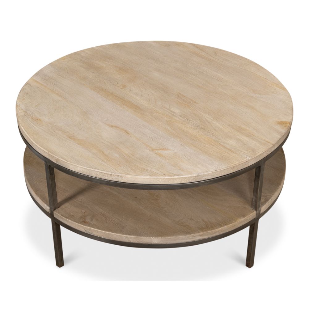 De Stiol Coffee Table Round With Storage Shelf-Coffee Tables-Sarreid-LOOMLAN