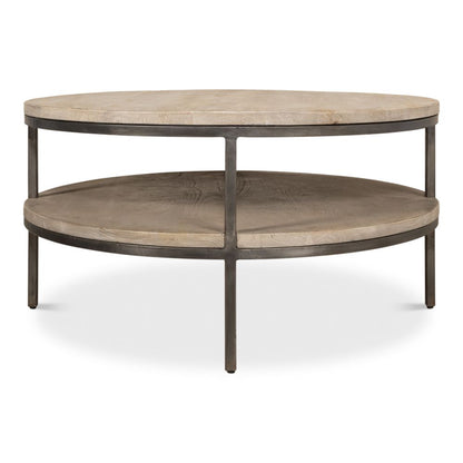 De Stiol Coffee Table Round With Storage Shelf-Coffee Tables-Sarreid-LOOMLAN