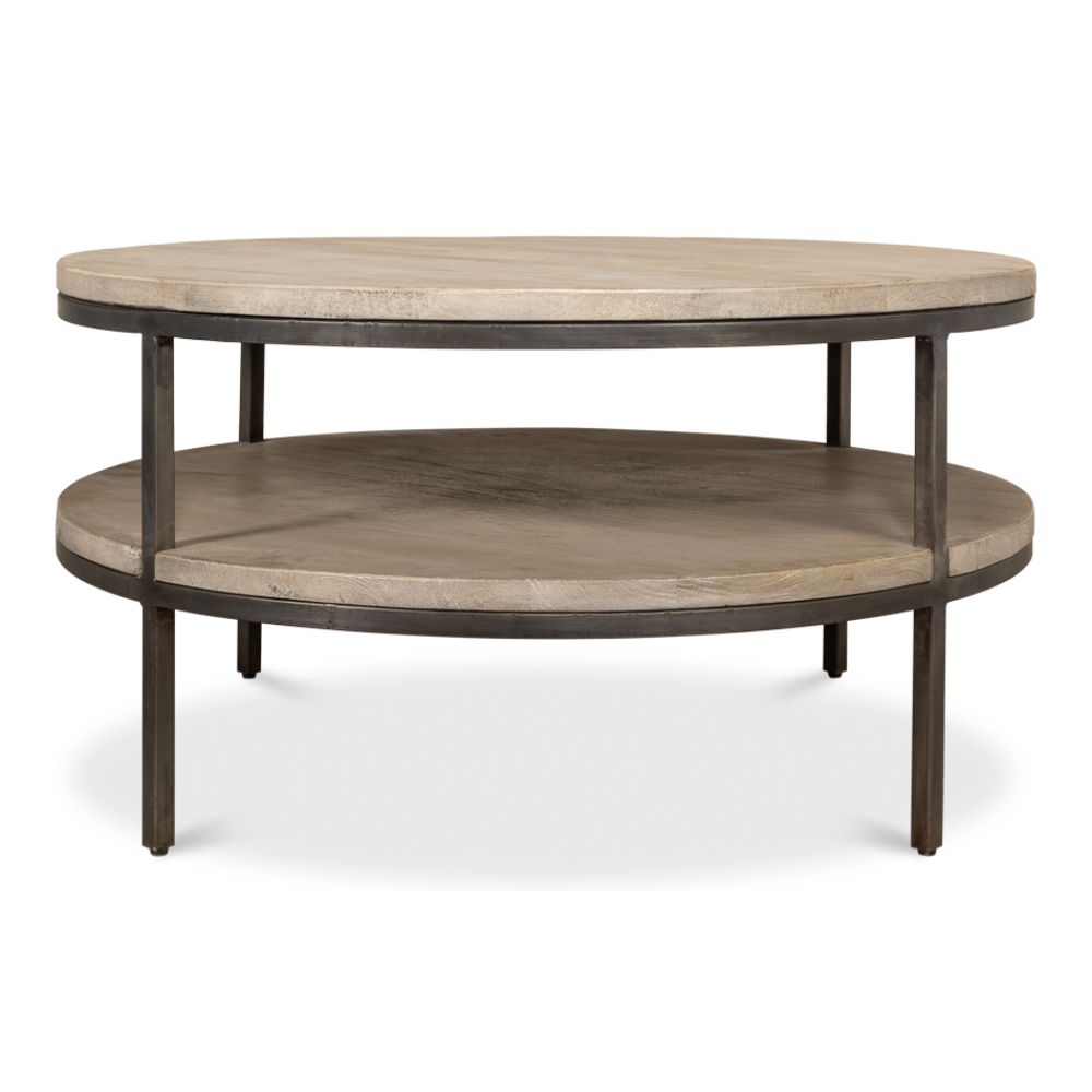 De Stiol Coffee Table Round With Storage Shelf-Coffee Tables-Sarreid-LOOMLAN