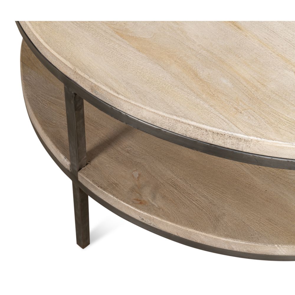 De Stiol Coffee Table Round With Storage Shelf-Coffee Tables-Sarreid-LOOMLAN