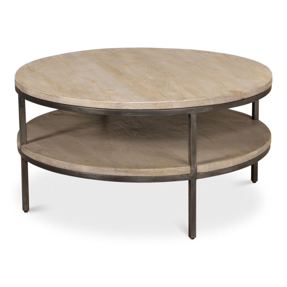 De Stiol Coffee Table Round With Storage Shelf-Coffee Tables-Sarreid-LOOMLAN