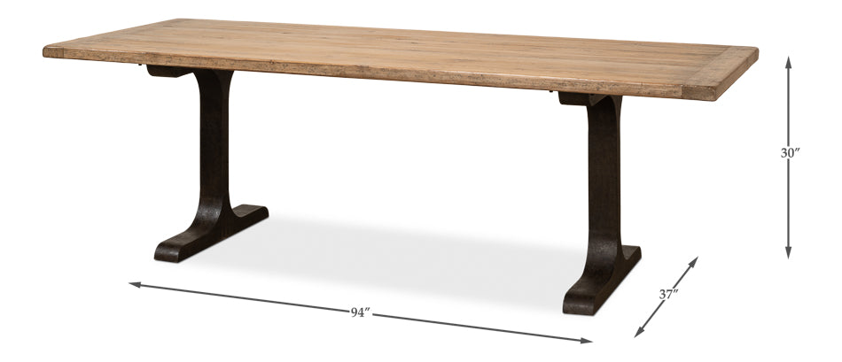 Decan Dining Table With Iron Base-Dining Tables-Sarreid-LOOMLAN