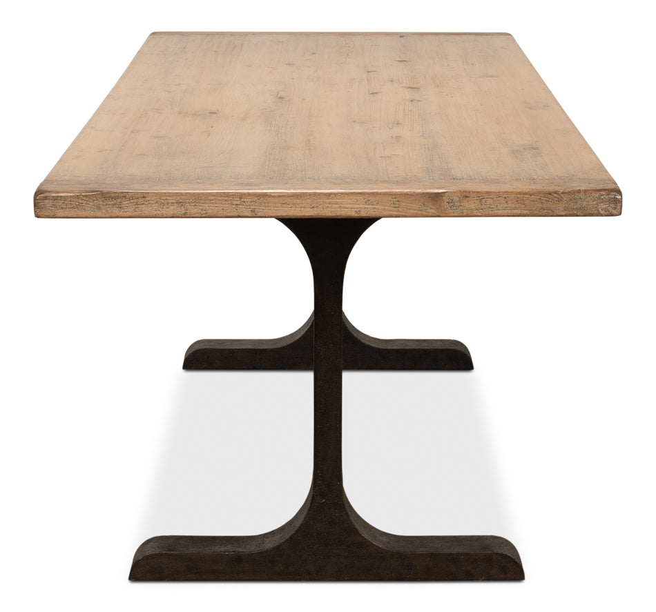 Decan Dining Table With Iron Base-Dining Tables-Sarreid-LOOMLAN