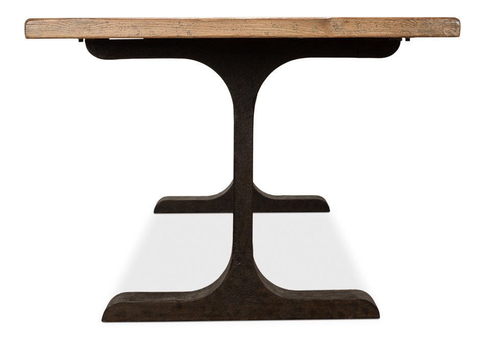 Decan Dining Table With Iron Base-Dining Tables-Sarreid-LOOMLAN