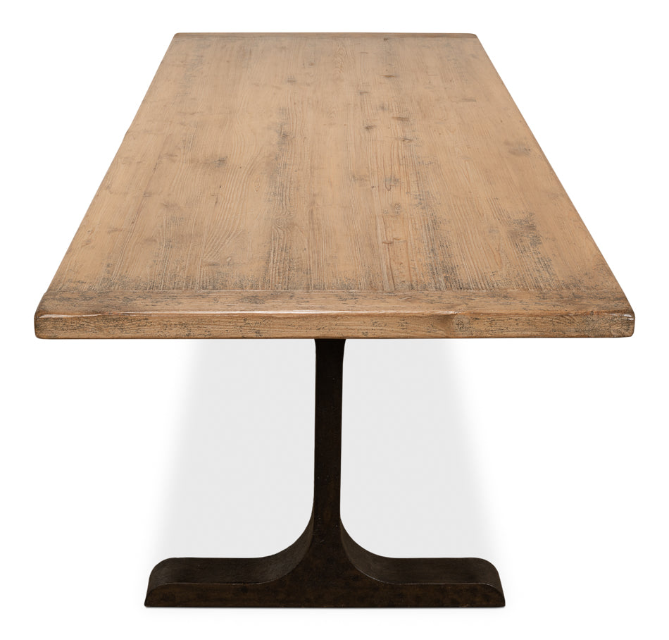 Decan Dining Table With Iron Base-Dining Tables-Sarreid-LOOMLAN