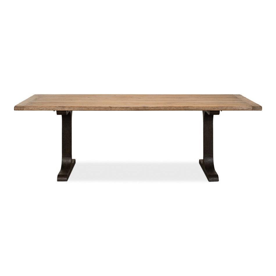 Decan Dining Table With Iron Base-Dining Tables-Sarreid-LOOMLAN