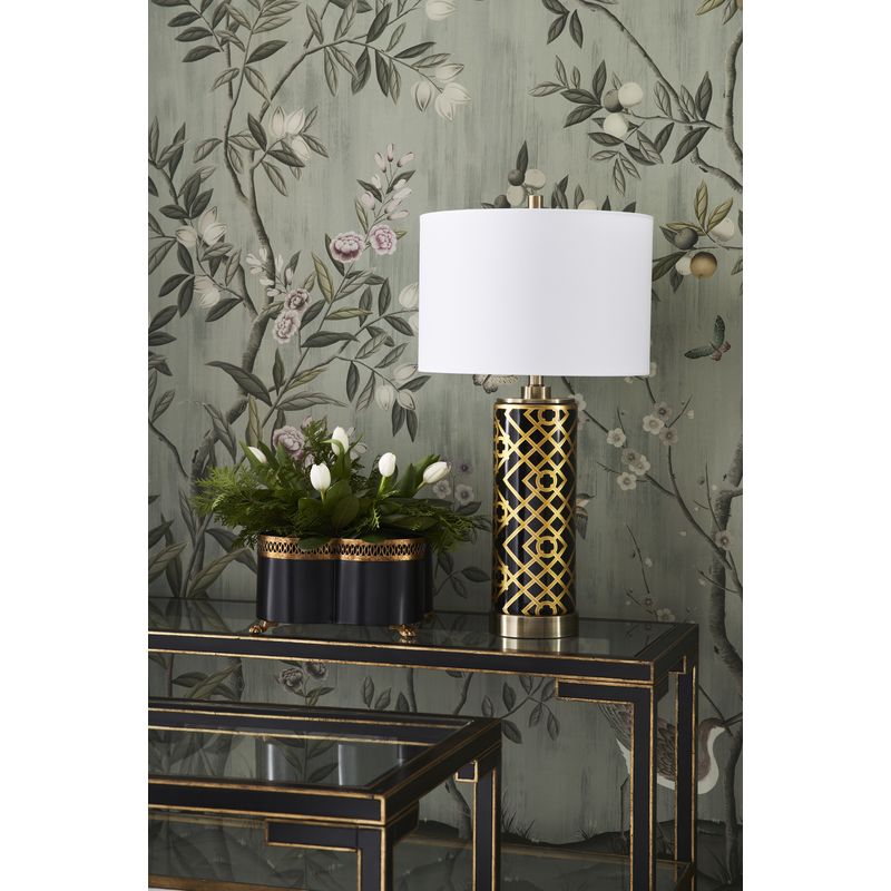 Chelsea House Decker Gold Trim Black Metal framed Console Table