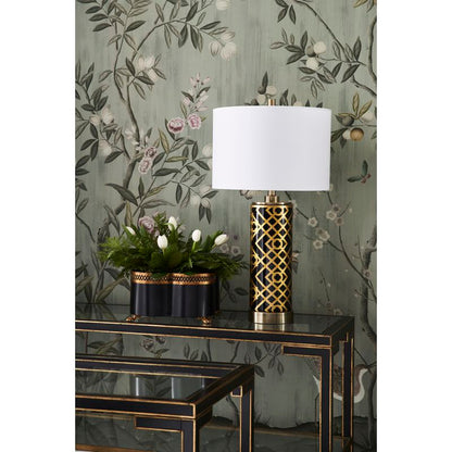 Chelsea House Decker Gold Trim Black Metal framed Console Table