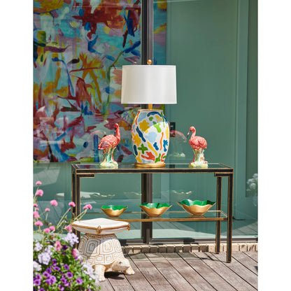 Chelsea House Decker Gold Trim Black Metal framed Console Table