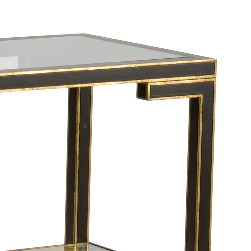 Chelsea House Decker Gold Trim Black Metal framed Console Table