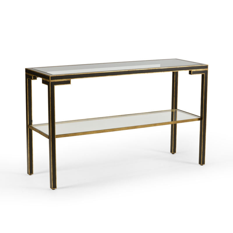 Chelsea House Decker Gold Trim Black Metal framed Console Table