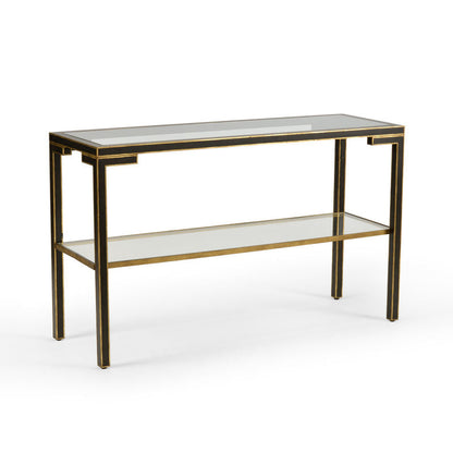 Chelsea House Decker Gold Trim Black Metal framed Console Table