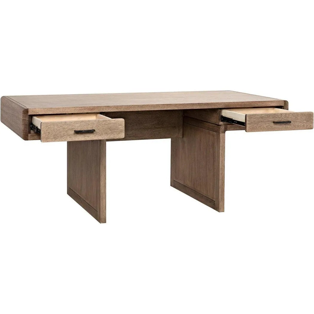 Degas Desk, Washed Walnut Wood Desk Drawers