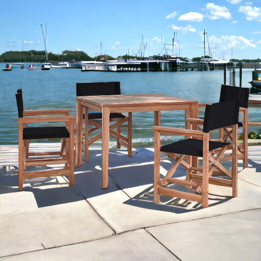 Del Ray 5-Piece Square Teak Outdoor Dining Set-Outdoor Dining Sets-HiTeak-Sideboards and Things