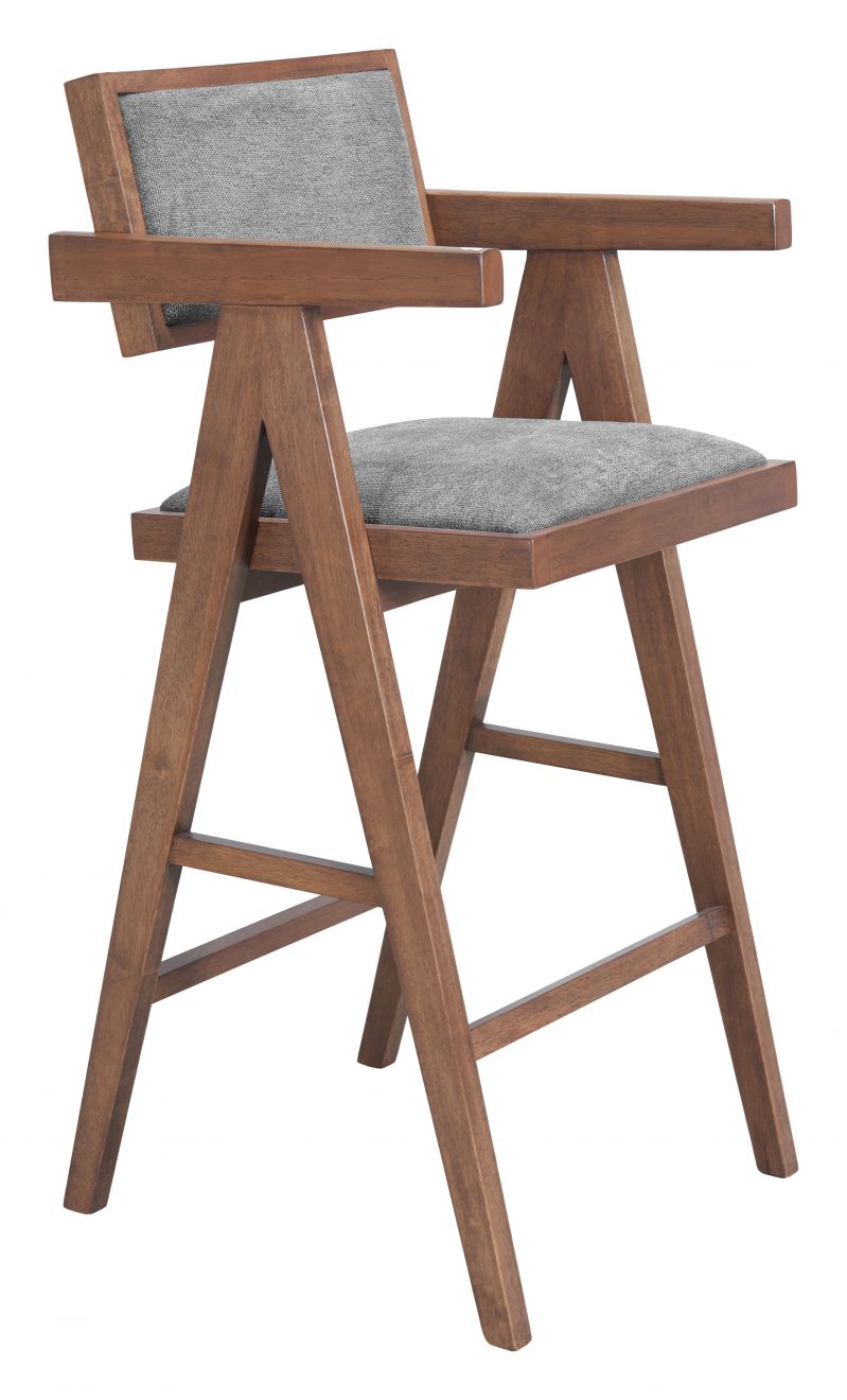 Zuo Modern Delhi Grey Fabric Barstool 2PC