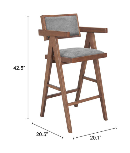 Zuo Modern Delhi Grey Fabric Barstool 2PC