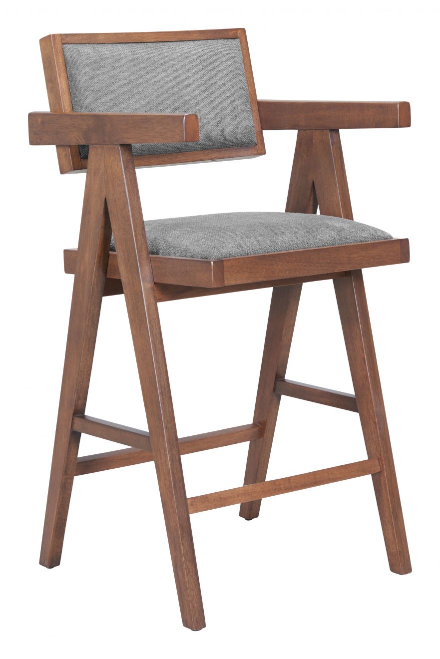 Zuo Modern Delhi Grey Fabric Counter Stool 2PC