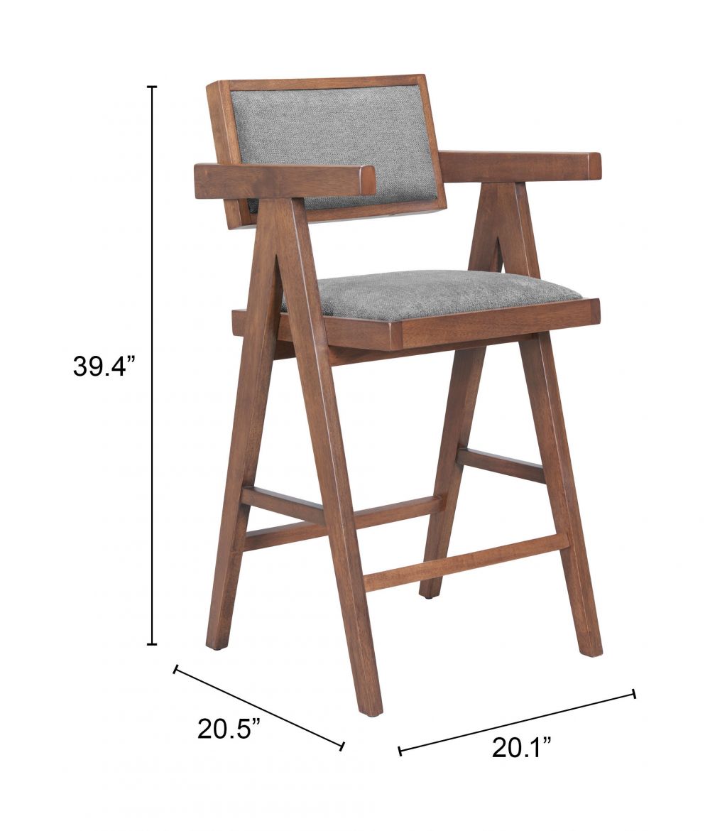 Zuo Modern Delhi Grey Fabric Counter Stool 2PC