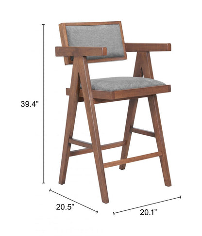 Zuo Modern Delhi Grey Fabric Counter Stool 2PC