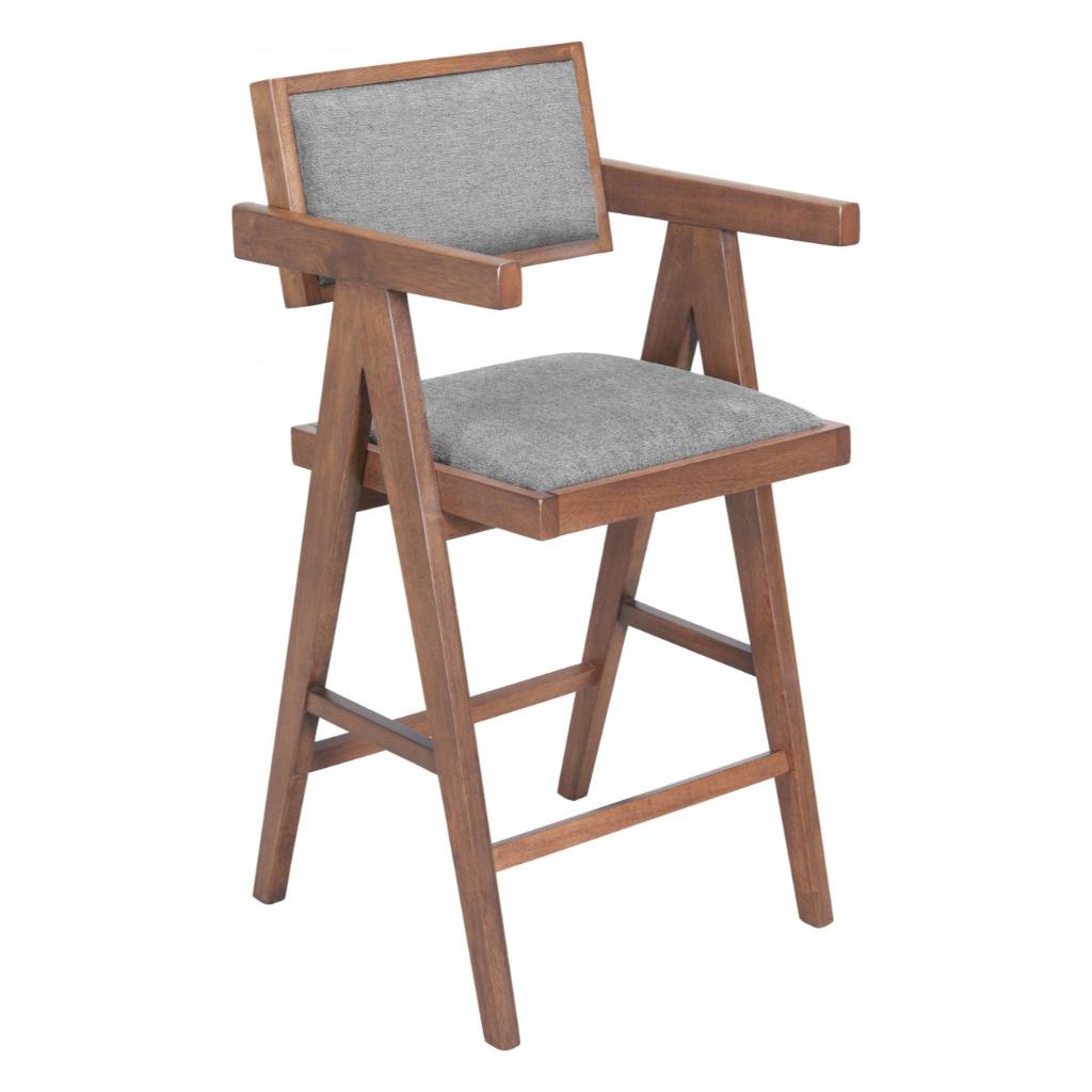 Zuo Modern Delhi Grey Fabric Counter Stool 2PC