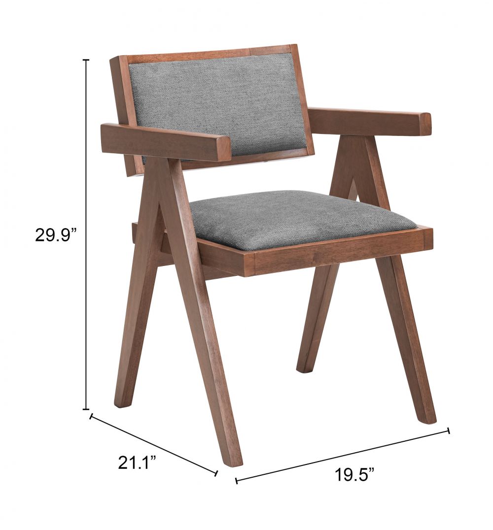 Zuo Modern Delhi Grey Fabric Dining Chair 2PC