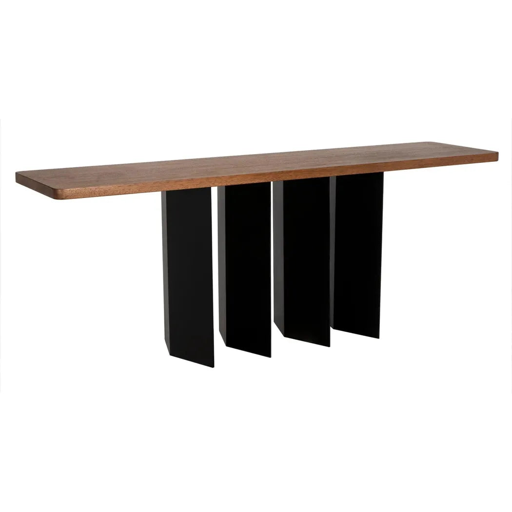 Noir Delta Wood and Steel Rectangle Console Table