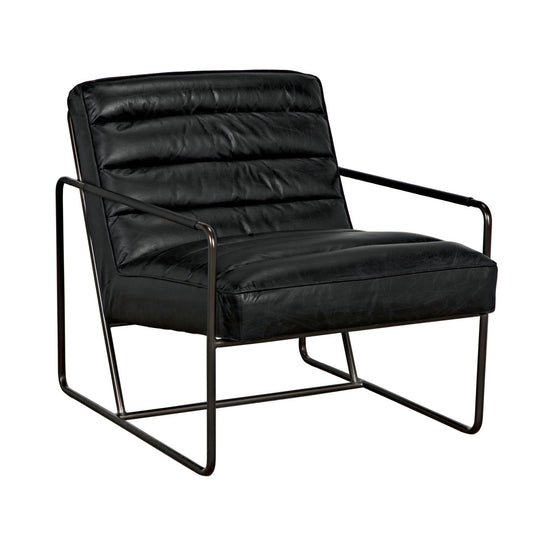 Demeter Chair, Metal and Leather-Accent Chairs-Noir-Sideboards and Things