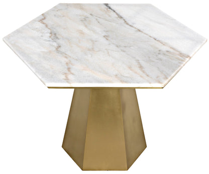 Demetria Steel and Marble Geometric Dining Table-Dining Tables-Noir-Sideboards and Things