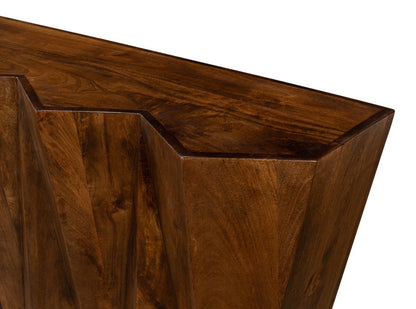 Denali Console Table Carved Solid Wood Natural Finish-Console Tables-Sarreid-LOOMLAN