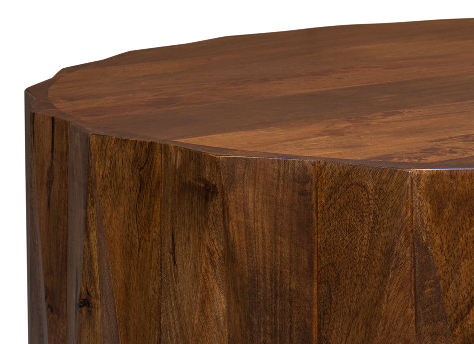 Denali Round Cocktail Coffee Table Block Solid Wood-Coffee Tables-Sarreid-LOOMLAN