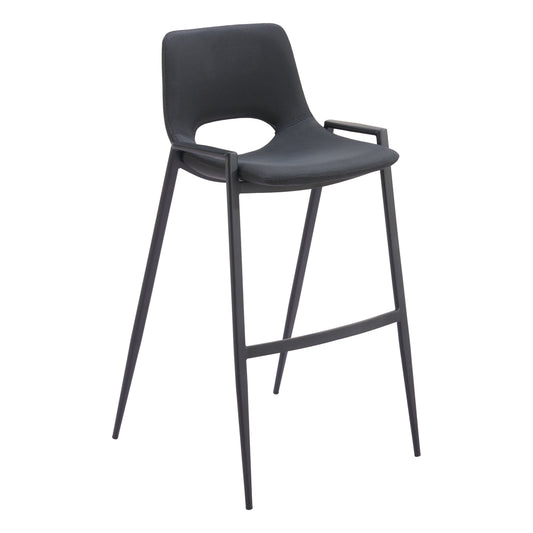 Desi Barstool (Set of 2) Black-Bar Stools-Zuo Modern-LOOMLAN